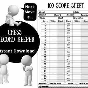 Printable A4 Chess Score Sheet High Resolution PDF. (Instant Download) 