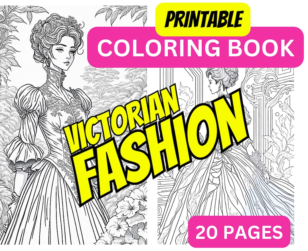 Victorian Fashion - Coloring Pages - 20 Long Dress Trends - Instant Download - Printable - Etsy