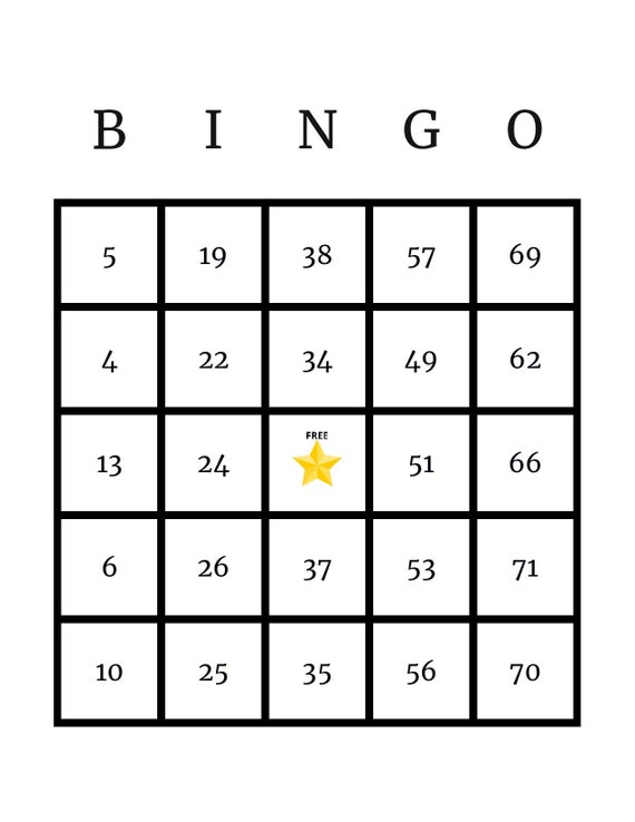 1000 Bingo Cards Ready to Print and Play Bingo Board 1-75 - Etsy Canada