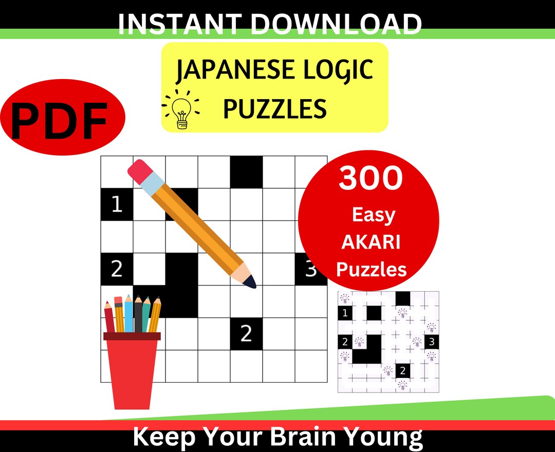 Japanese Logic Puzzles AKARI 300 Easy Level Puzzles for Etsy