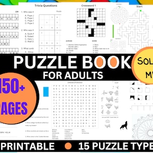 150 Puzzles - HUGE ACTIVITY BOOK - Instant Download Digital Print Pdf
