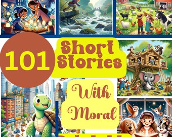 101 Bed Time Short Stories for Kids - With Images - Ages 4 to 12 - Printable - Instant Download