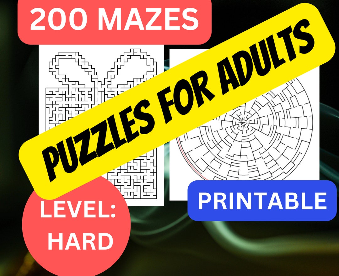 Printable Activity Book for Adults 200 Mazes Hard Level Gift Shape
