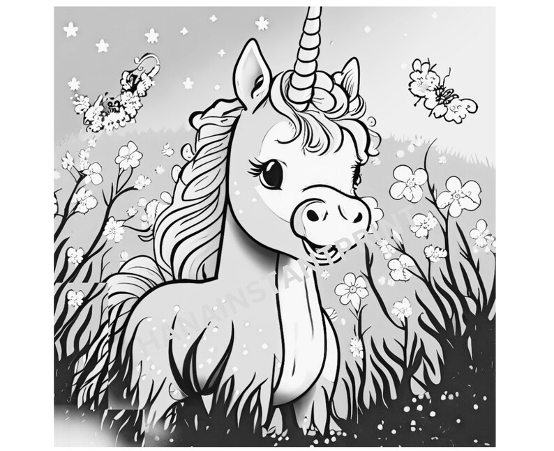 25 Unicorn Coloring Pages for Children and Adults Cute - Etsy