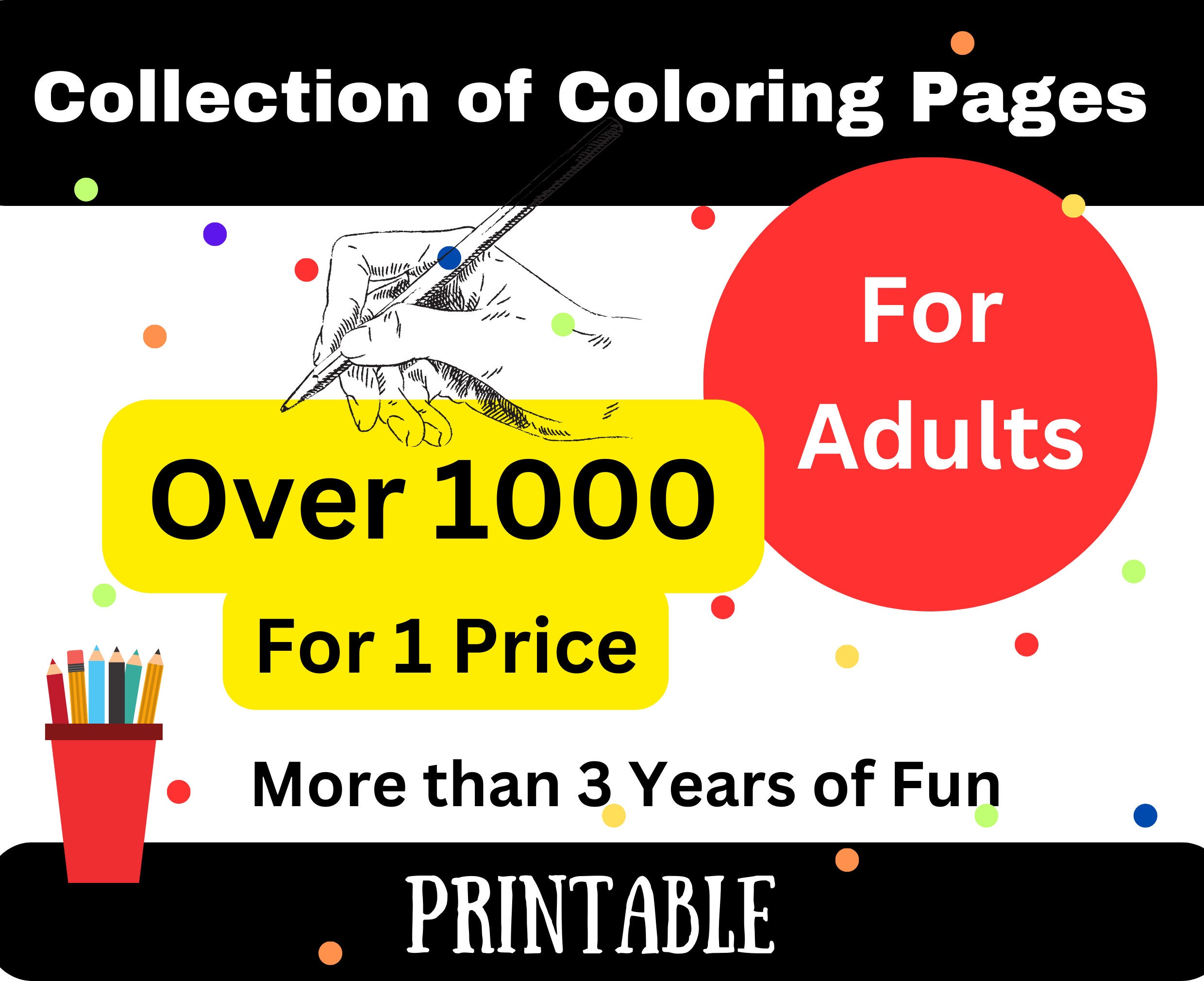 Over 1000 Coloring Pages Collection for Adults 3 YEARS of Coloring ...