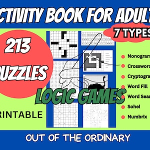 Activity Book for Adults - 213 Logic Games - 7 Different Types of Puzzles - Word and Number Brain Teasers