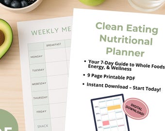 Clean Eating Meal Planner: Wochentracker & Rezepte (Digitaler Download)