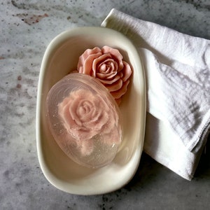 Clear Rose Soap by Signature Essential, Handmade Soap Bar, Gift For Her, Victorian Tea Gift, Bridesmaid Gift image 2