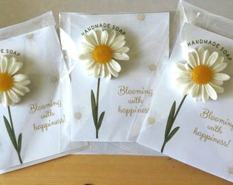 Handmade Daisy Soap Card, Botanical Floral Gift, Personalized Message (4x6 Card)