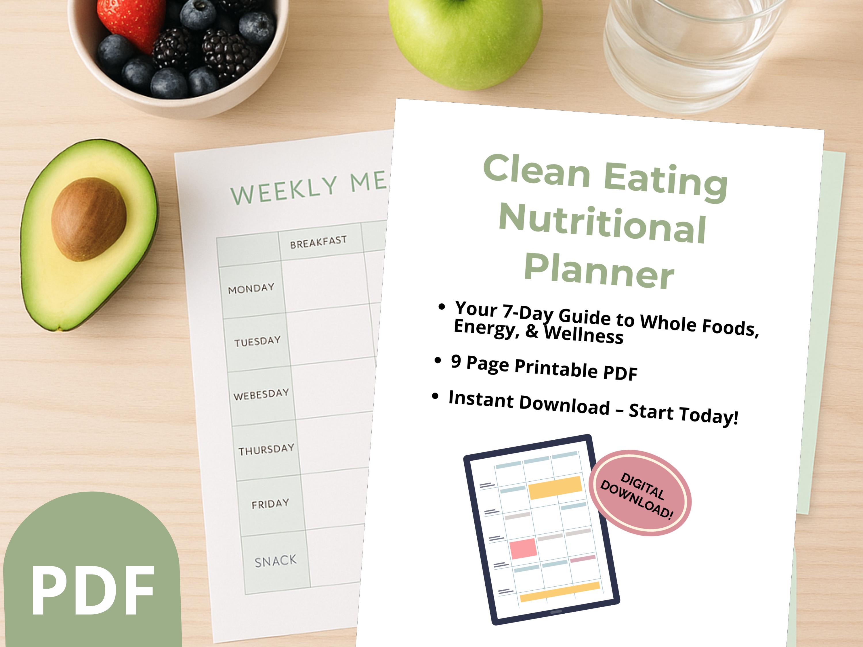 Clean Eating Meal Planner: Weekly Tracker & Recipes (digital Download ...