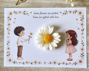 Handmade Daisy Soap Card, Botanical Flower Gift, Friendship Greeting