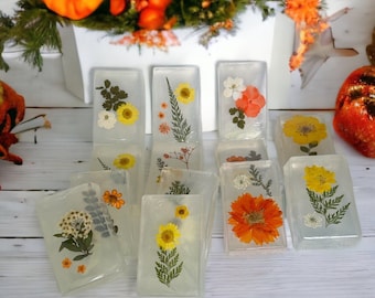Pressed Flower Soap Bar: Handmade Floral Essential Oil Soap Fall Gift