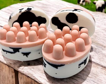 Sudsy Cow Massage Bar Soap - Handmade Cow Print Gift Soap, Natural Moisturizing