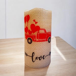 Valentine&#39;s Day Flameless Candle: Decoupage LED Pillar Candle with Timer