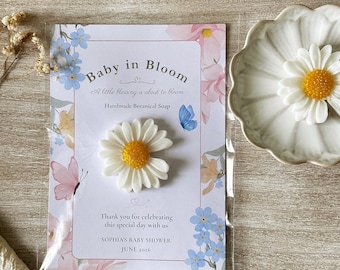Baby Shower Botanical Daisy Soap Favor, Personalized Handmade Soap Card