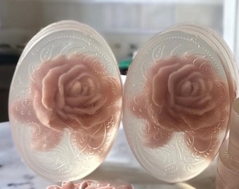 Clear Rose Soap by Signature Essential, Handmade Soap Bar, Gift For Her, Victorian Tea Gift, Bridesmaid Gift