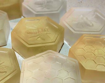 Honey or Lemon Glycerin Soap Bars: Handmade Honeycomb and Bee Soap Gifts