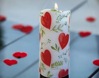 Valentine's Day Flameless Candle: Decoupage LED Pillar Candle with Timer