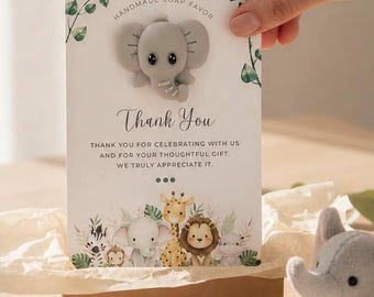 Handmade Soap Baby Shower Favors – Safari Thank You Cards