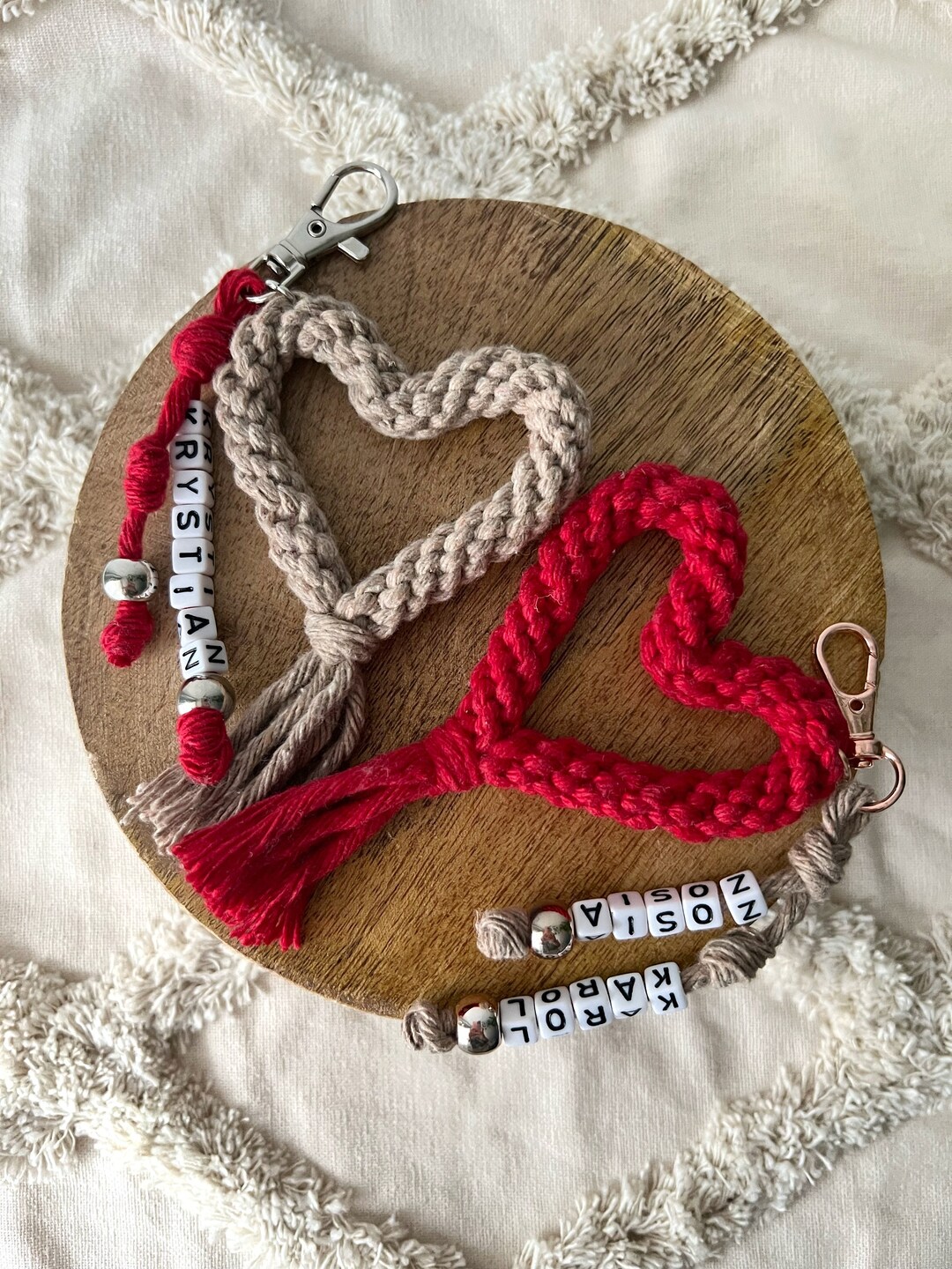 Personalized Keychain, Heart Shaped Macrame Keyring, Perfect Gift for ...