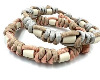 Anti tick collar braided from paracord and EM ceramics, natural repellent, adjustable beaded necklace for your dog or cat