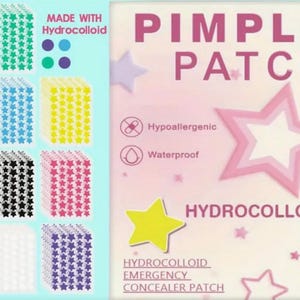 72 Cute Hydrocolloid Pimple Patch Set for Zits and Blemishes, Unisex Adult, Alcohol-Free, Unscented, Cleansing, All Skin Types