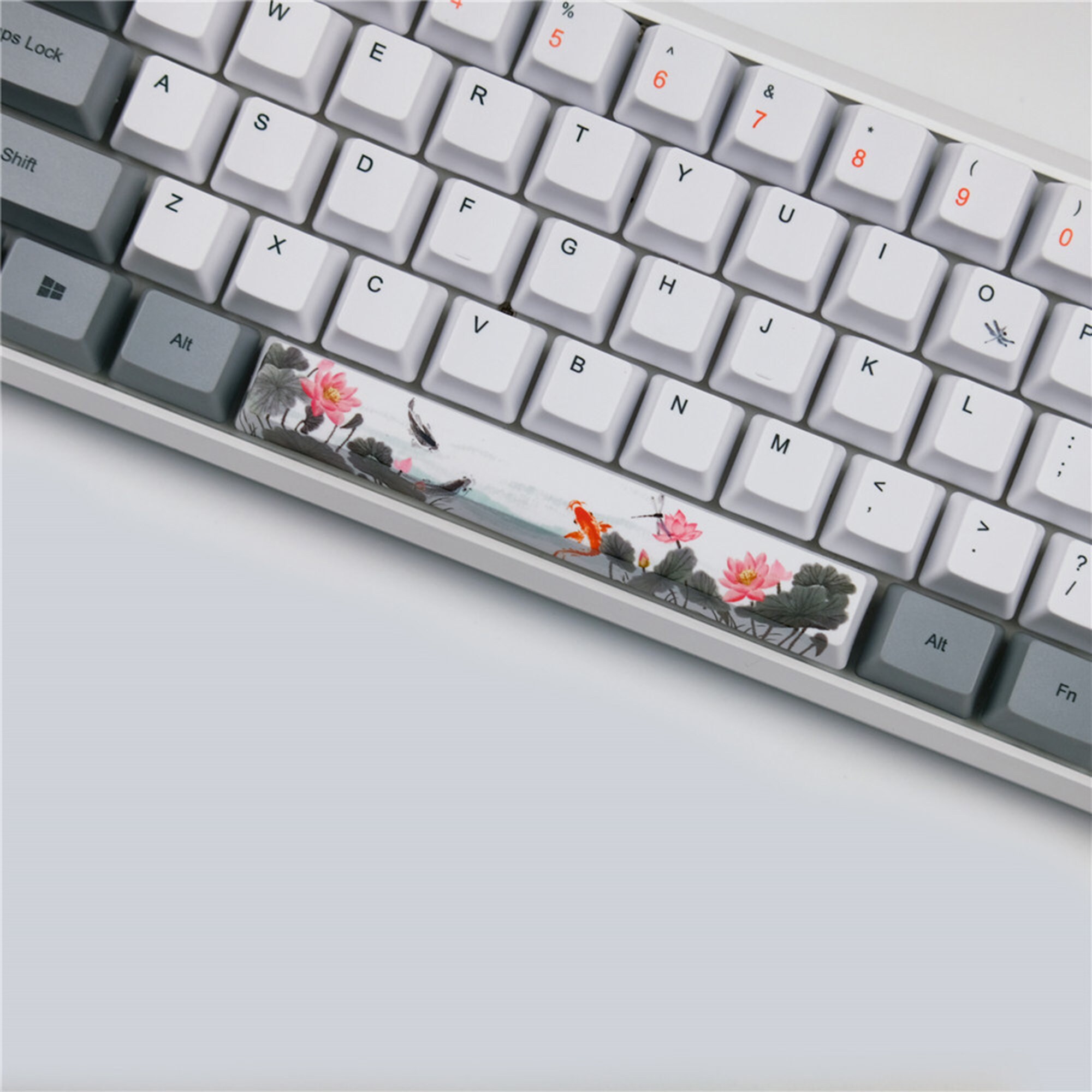 Lotus Carp Keycaps Set, Gray Ink Keycap Set, OEM Keycaps, Mechanical