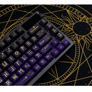 130 Key Night Sky Fantasy Theme Keycap OEM High Side Engraved Transparent Mechanical Keyboard Keycap PBT Thermal Sublimation