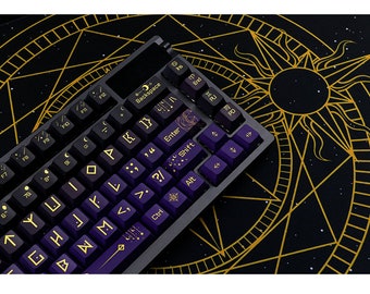 130 Key Night Sky Fantasy Theme Keycap OEM High Side Engraved Transparent Mechanical Keyboard Keycap PBT Thermal Sublimation