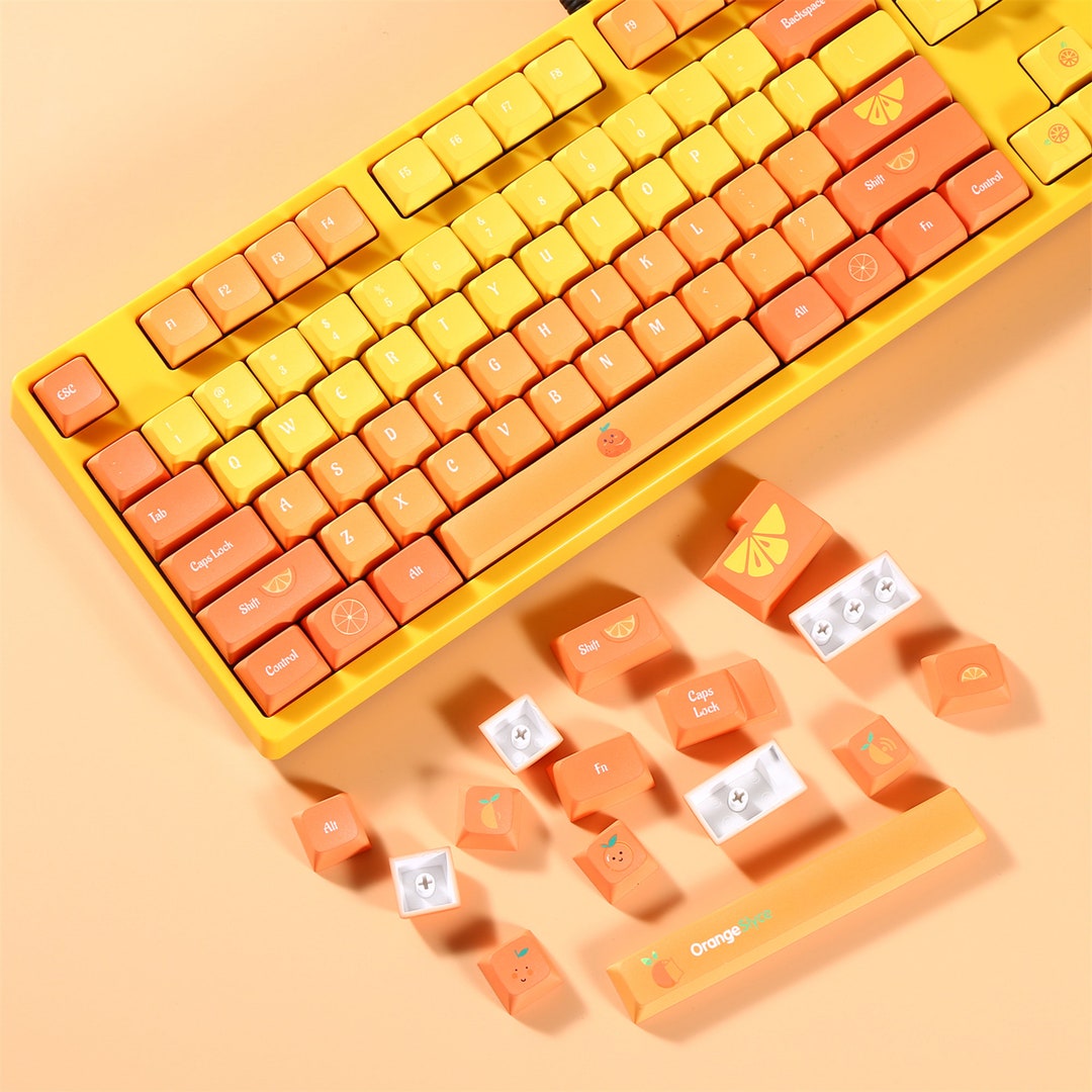 127PCS Orange Theme Keycaps Set, Fruit Keycap Set, XDA Profile Keycaps