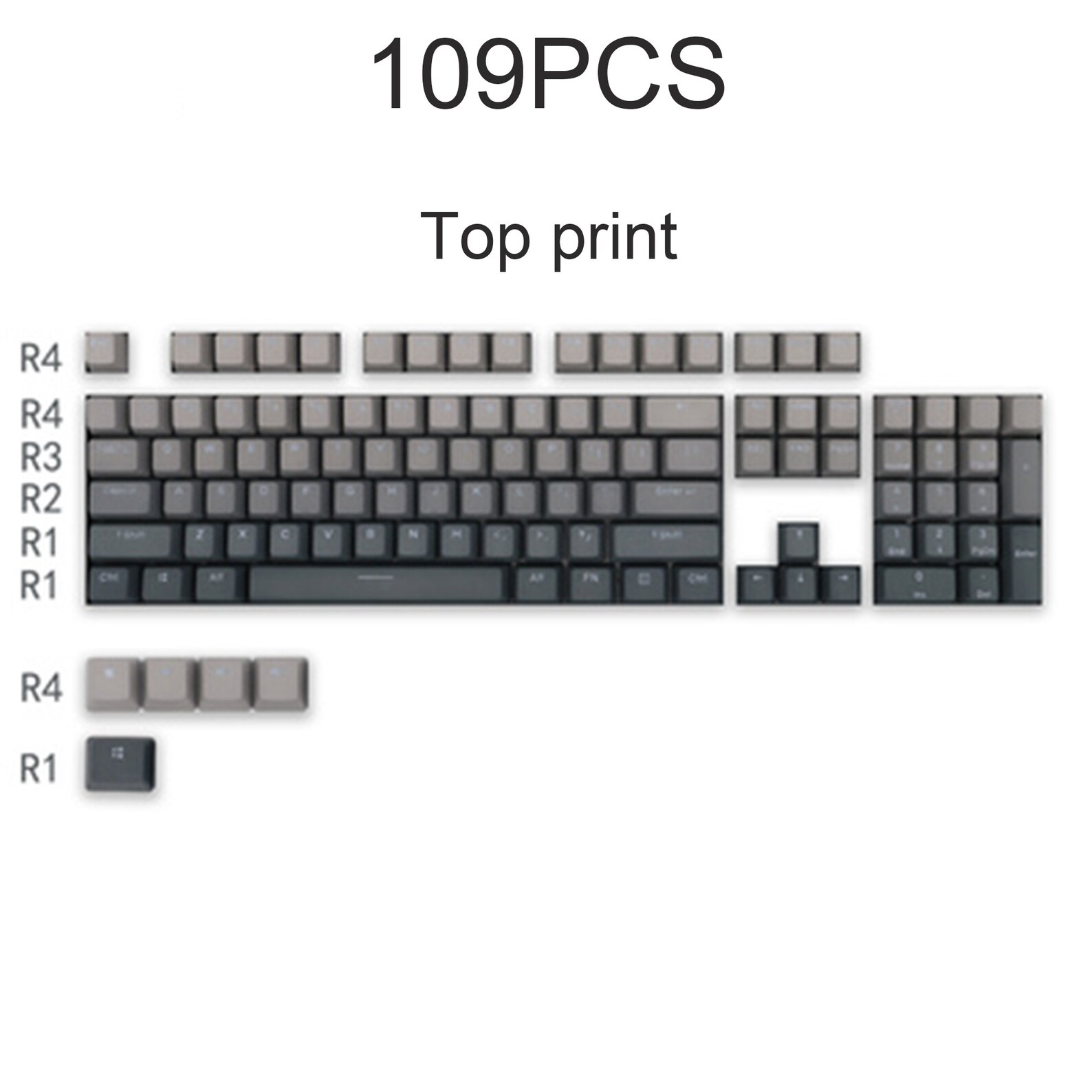 Black Gray Gradient Theme Keycaps Set Top / Side Print - Etsy