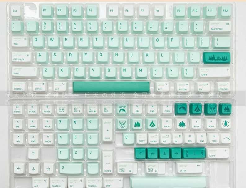 135PCS Forest Theme Keycaps Set Mint Green Keycaps Set PBT Etsy