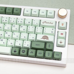 124PCS Matcha Green Theme Keycaps Set, Green Keycap Set, XDA Profile Keycap, Mechanical Keyboard Keycaps Set, PBT Keycap Set, Keyboard Decor