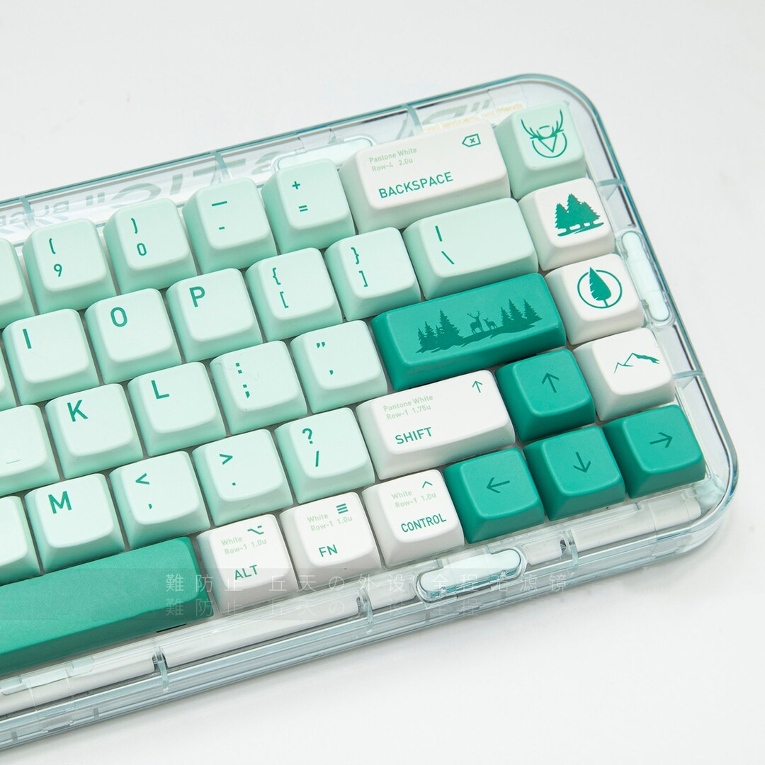 135PCS Forest Theme Keycaps Set, Mint Green Keycaps Set, PBT Keycaps
