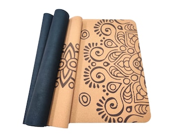 Sun Eclipse Cork Yoga Mat | Antimicrobial Natural Rubber, Cotton Strap