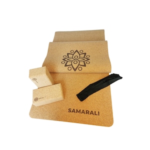 Classic yoga mat block and strap set| Cork yoga mat | Cork yoga blocks -2 | Cotton strap