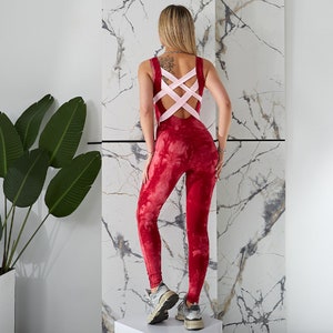 Samarali Aphrodite Yoga jumpsuit, Burgundy jumpsuit, Tie dye jumpsuit, Sport jumpsuit, Workout jumpsuit, Kundalini clothing, Yoga bodysuit