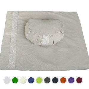 Samarali Meditation Set – Zabuton Mat & Crescent Cushion – 100% Organic Cotton (GOTS Certified)