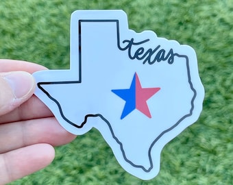 Texas State Vinyl Sticker, Water Resistant Water Bottle Sticker, Lone Star State Outline, Moving Gift for Friend, Texas Laptop Decal