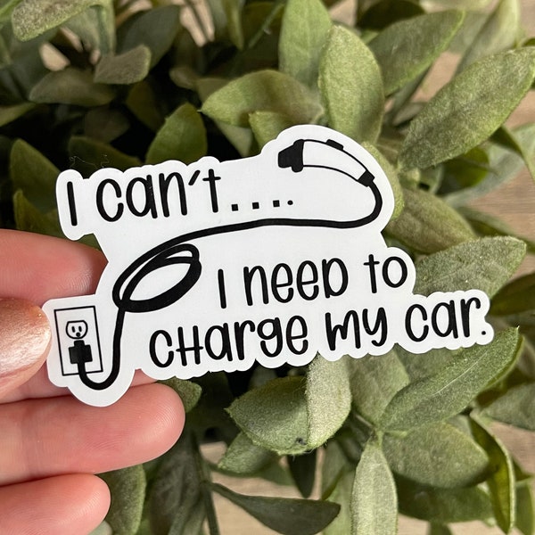 Electric Car Sticker, Funny Electric Vehicle Gift for Him, Introvert Sticker for Electric Car Owner, Water Resistant Water Bottle Sticker