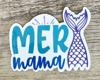 Mermama Mermaid Sticker, Mermaid Mama Sticker, Mermaid Gifts for Mom, Water Bottle Sticker and Laptop Decal, Mothers Day Gift for Mom