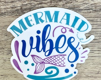 Mermaid Vibes Sticker, Mermaid Party Favor Stickers, Little Girl Birthday Gift, Mermaid Gifts for Girls, Water Bottle Stickers