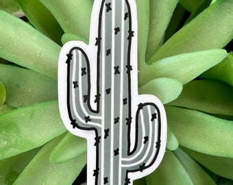 Saguaro Cactus Vinyl Sticker, Water Resistant, Laptop and Water Bottle Sticker, Notebook Sticker, Cactus Desert Decal, Plant Lover Gift