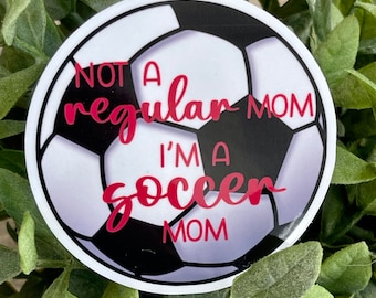 Cool Soccer Mom Water Resistant Water Bottle Vinyl Sticker, Funny Soccer Sticker for Soccer Mom, Soccer Gift for Her