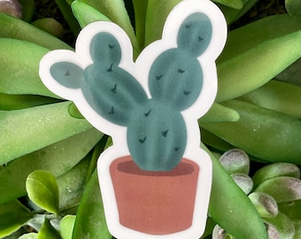 Cactus Vinyl Sticker, Water Resistant Water Bottle Sticker, Notebook Sticker, Potted Cactus Decal, Desert Gift for her, Cactus Desert Gift