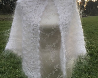 Scarf Stole Loop made of Mohair eco Angora goat wool, fluffy, gift/Shawl, stole mohair angora goat wool fluffy, wedding gift