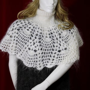 Bolero or neck warmer made of 100% organic angora goat wool, mohair, warm and fluffy