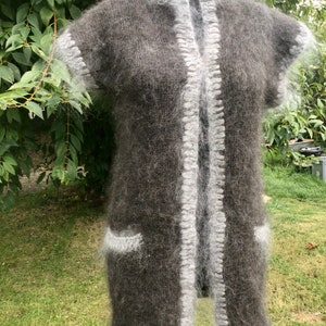 Knitted vest made of angora goat wool, 100% organic wool, warm, cozy, with long mohair, folk style