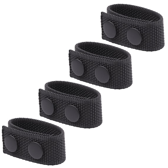POLICE SECURITY GUARD REAL LEATHER  BELT KEEPER WITH SNAPS 6-PACK PLAIN BLACK 