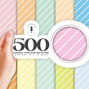 Pacchetto di carta digitale con motivo senza cuciture a strisce diagonali da 500, download istantaneo per uso commerciale. Documenti digitali con motivo a strisce diagonali senza cuciture